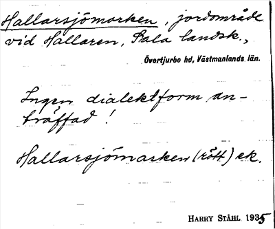 Bild på arkivkortet för arkivposten Hallarsjömarken