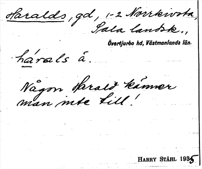 Bild på arkivkortet för arkivposten Haralds