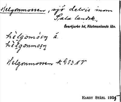 Bild på arkivkortet för arkivposten Helgonmossen