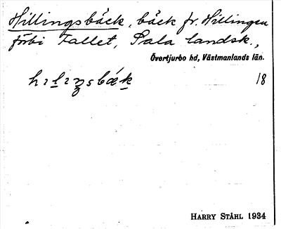 Bild på arkivkortet för arkivposten Hillingsbäck