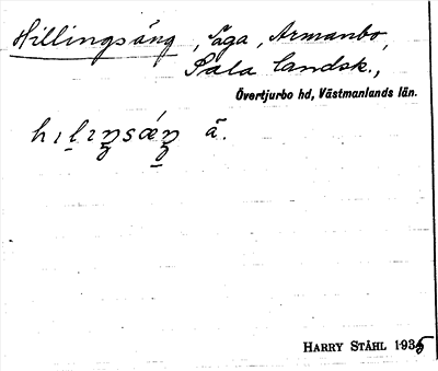 Bild på arkivkortet för arkivposten Hillingsäng