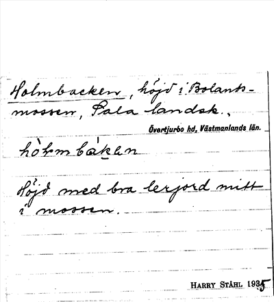 Bild på arkivkortet för arkivposten Holmbacken