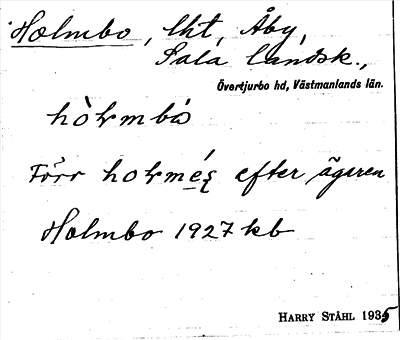 Bild på arkivkortet för arkivposten Holmbo