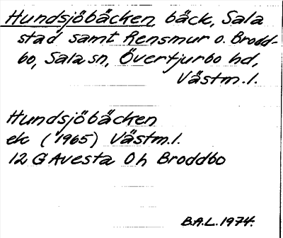 Bild på arkivkortet för arkivposten Hundsjöbäcken