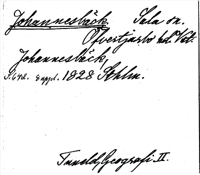 Bild på arkivkortet för arkivposten Johannesbäck