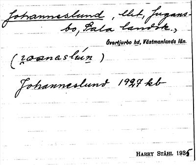 Bild på arkivkortet för arkivposten Johanneslund