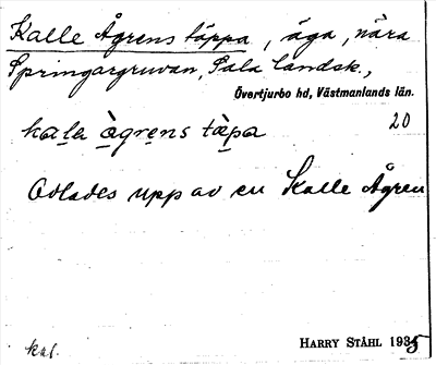 Bild på arkivkortet för arkivposten Kalle Ågrens täppa