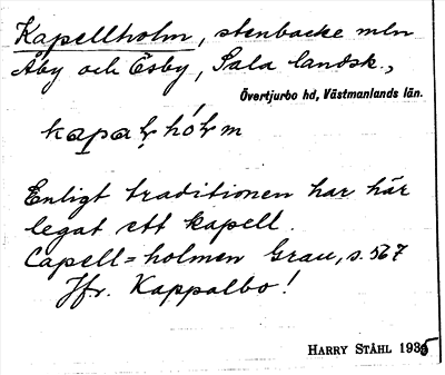 Bild på arkivkortet för arkivposten Kapellholm