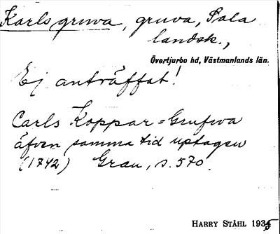 Bild på arkivkortet för arkivposten Karls gruva