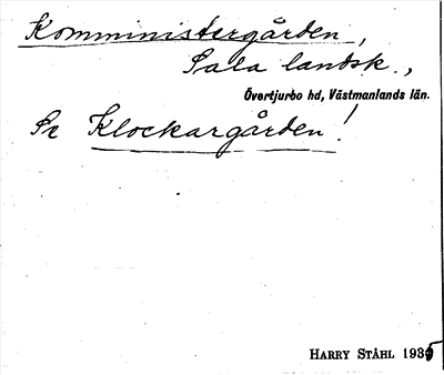 Bild på arkivkortet för arkivposten Komministergården, se Klockargården