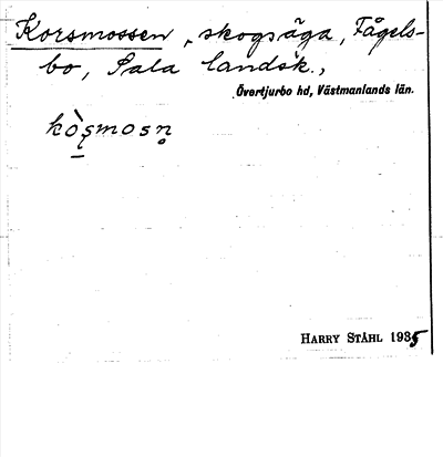 Bild på arkivkortet för arkivposten Korsmossen