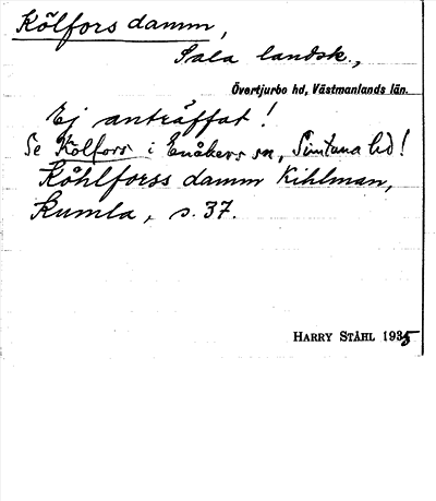 Bild på arkivkortet för arkivposten Kölfors damm