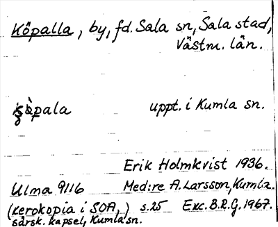 Bild på arkivkortet för arkivposten Köpalla