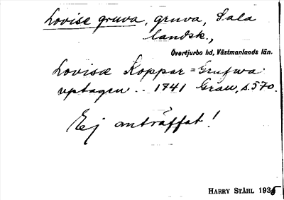 Bild på arkivkortet för arkivposten Lovise gruva