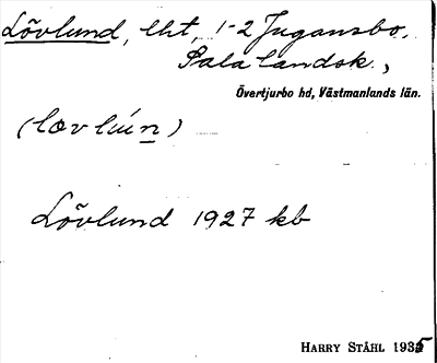 Bild på arkivkortet för arkivposten Lövlund
