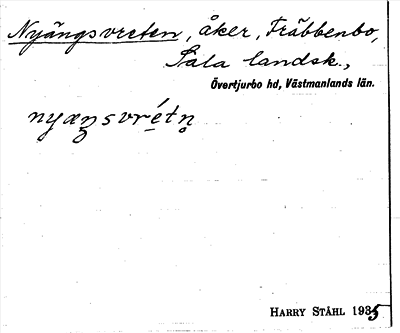 Bild på arkivkortet för arkivposten Nyängsvreten
