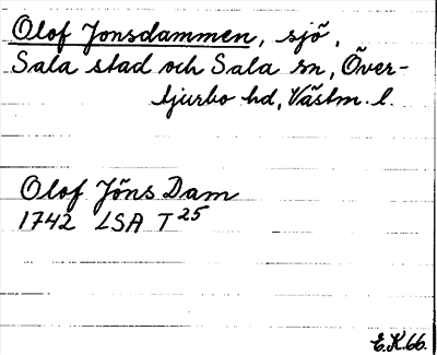 Bild på arkivkortet för arkivposten Olof Jonsdammen