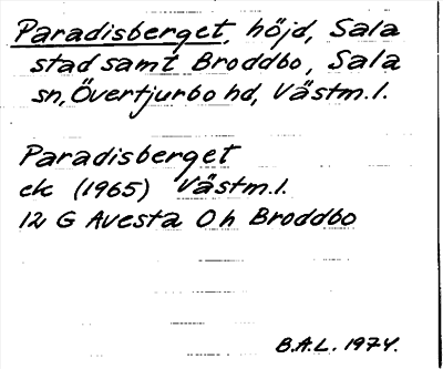 Bild på arkivkortet för arkivposten Paradisberget