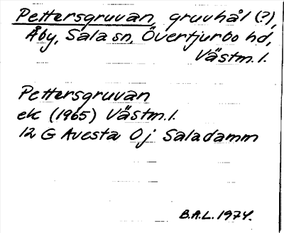 Bild på arkivkortet för arkivposten Pettersgruvan