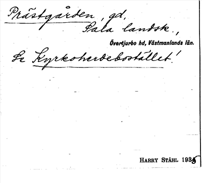 Bild på arkivkortet för arkivposten Prästgården, se Kyrkoherdebostället