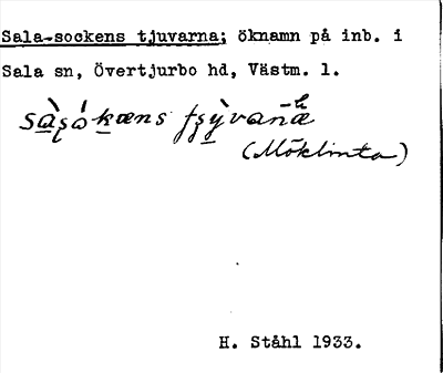 Bild på arkivkortet för arkivposten Sala-sockens tjuvarna