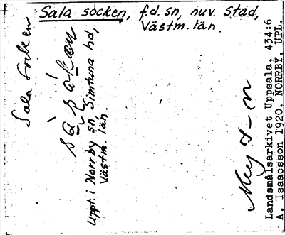 Bild på arkivkortet för arkivposten Sala socken