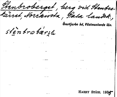 Bild på arkivkortet för arkivposten Stenbroberget