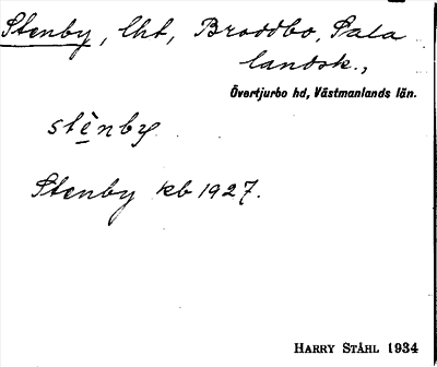 Bild på arkivkortet för arkivposten Stenby