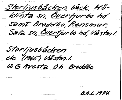 Bild på arkivkortet för arkivposten Storljusbäcken
