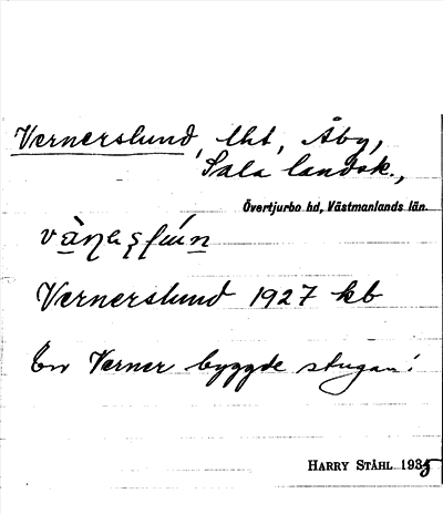 Bild på arkivkortet för arkivposten Vernerslund