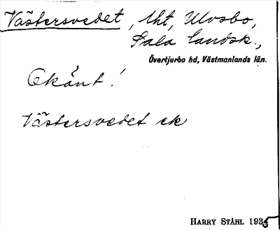 Bild på arkivkortet för arkivposten Västersvedet