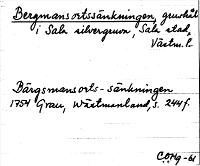 Bild på arkivkortet för arkivposten Bergmansortssänkningen