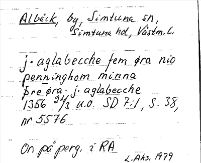 Bild på arkivkortet för arkivposten Albäck