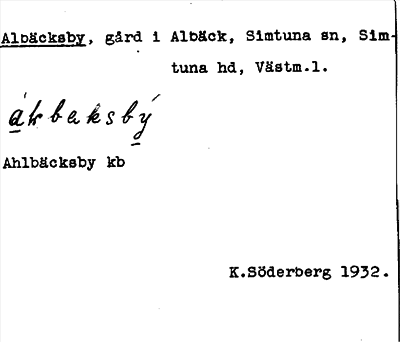 Bild på arkivkortet för arkivposten Albäcksby
