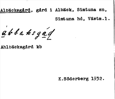 Bild på arkivkortet för arkivposten Albäcksgård