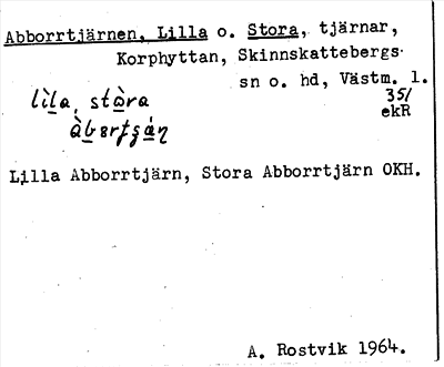 Bild på arkivkortet för arkivposten Abborrtjärnen, Lilla o. Stora