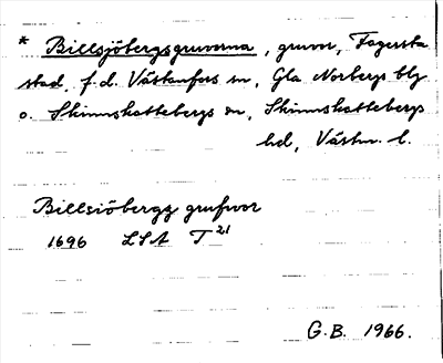 Bild på arkivkortet för arkivposten *Billsjöbergsgruvorna
