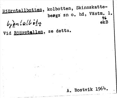 Bild på arkivkortet för arkivposten Björntallbotten