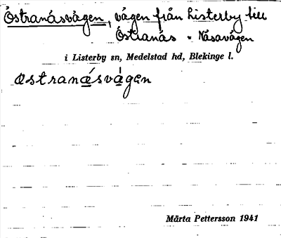 Bild på arkivkortet för arkivposten Östranäsvägen