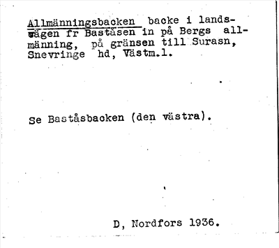 Bild på arkivkortet för arkivposten Allmänningsbacken