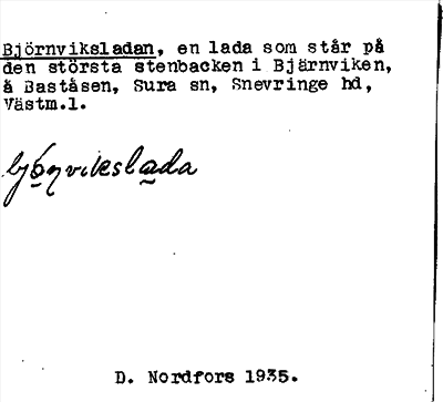 Bild på arkivkortet för arkivposten Björnviksladan