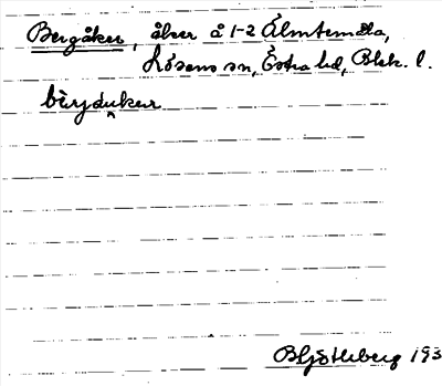 Bild på arkivkortet för arkivposten Bergåker