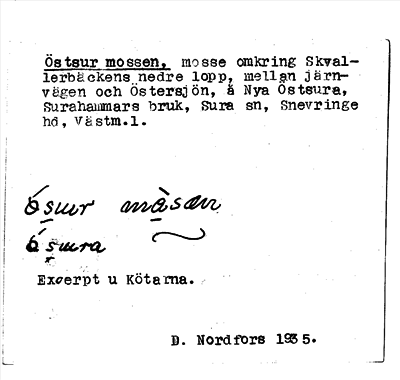 Bild på arkivkortet för arkivposten Östsur mossen