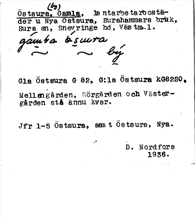 Bild på arkivkortet för arkivposten Östsura (by), Gamla