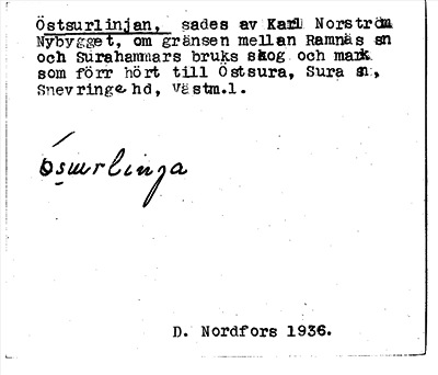 Bild på arkivkortet för arkivposten Östsurlinjan