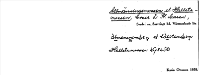 Bild på arkivkortet för arkivposten Allmänningsmossen el. Hallstamossen