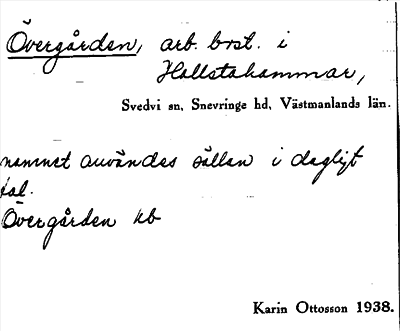 Bild på arkivkortet för arkivposten Övergården