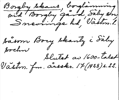 Bild på arkivkortet för arkivposten Borgby skans