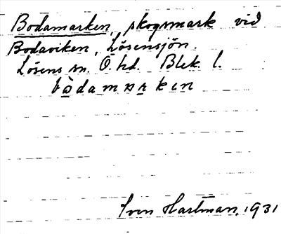 Bild på arkivkortet för arkivposten Bodamarken