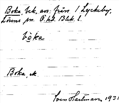 Bild på arkivkortet för arkivposten Boka